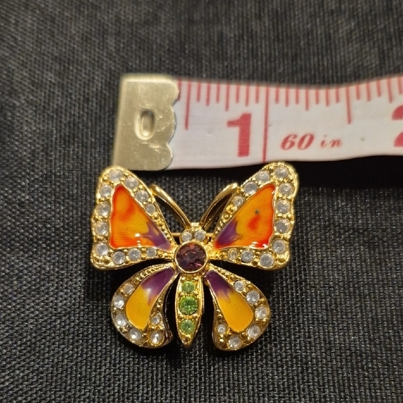 Vintage Joan Rivers Butterfly Brooch with Orange and Purple Enamel And Crystals - Picture 4 of 4